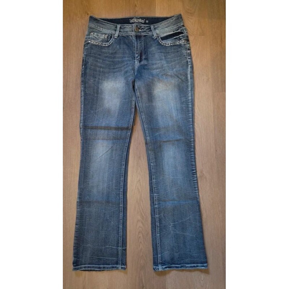 Revolt Embellished Wings and Cross Bootcut Jeans - Womens Size 12